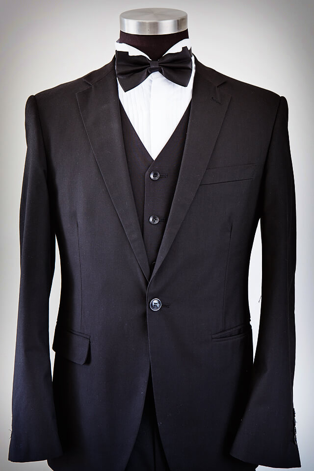 Black slim fit one button suit 018