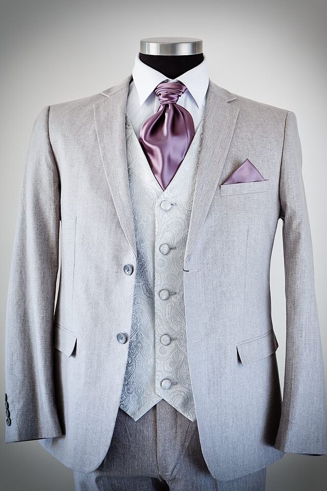 Grey linen slim fit wedding suit 021