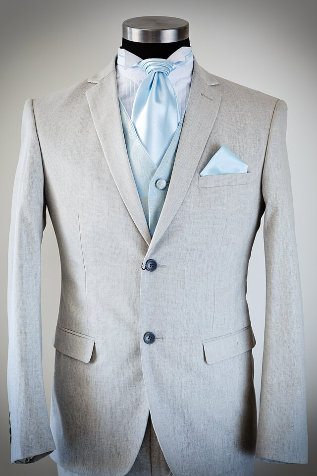 Grey linen slim fit wedding suit 024