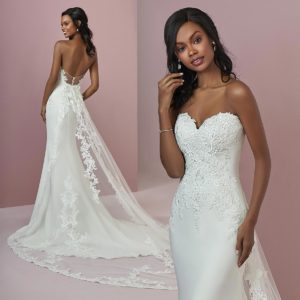 model wearing a stark white colour wedding dress example