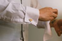 Superhero cuff links for groom