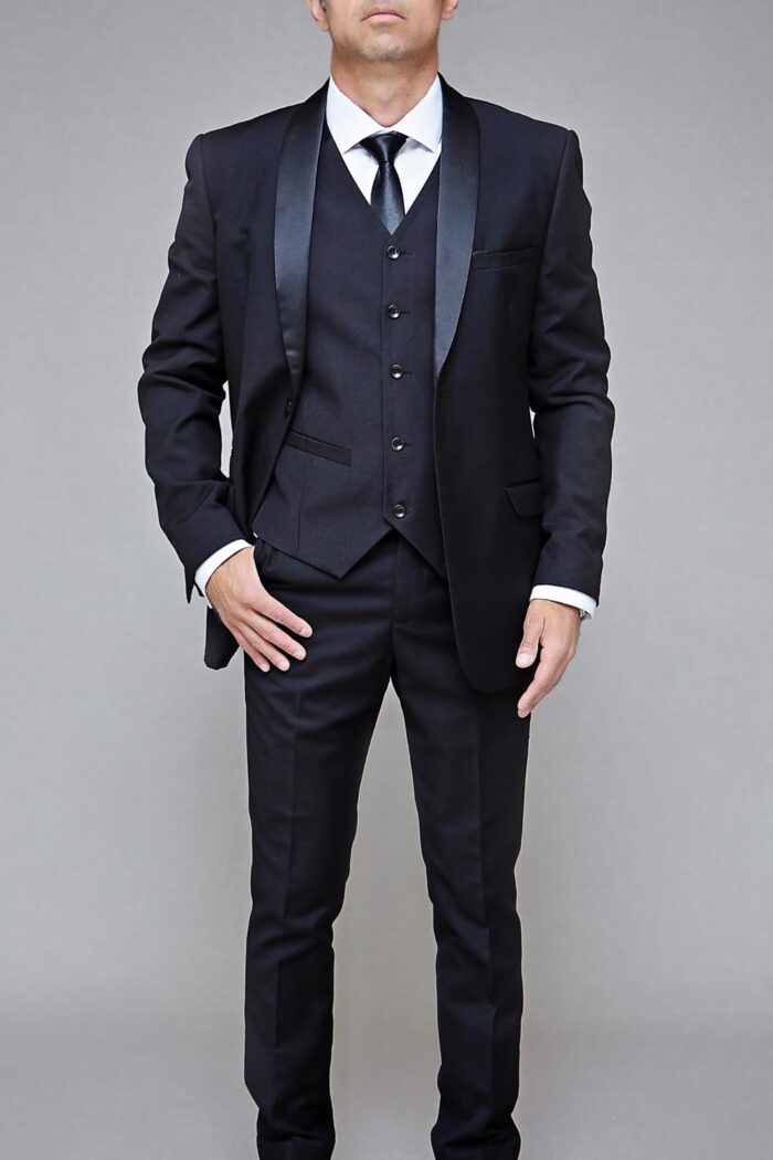 Black waistcoat tuxedo slim fit BTM 516 3