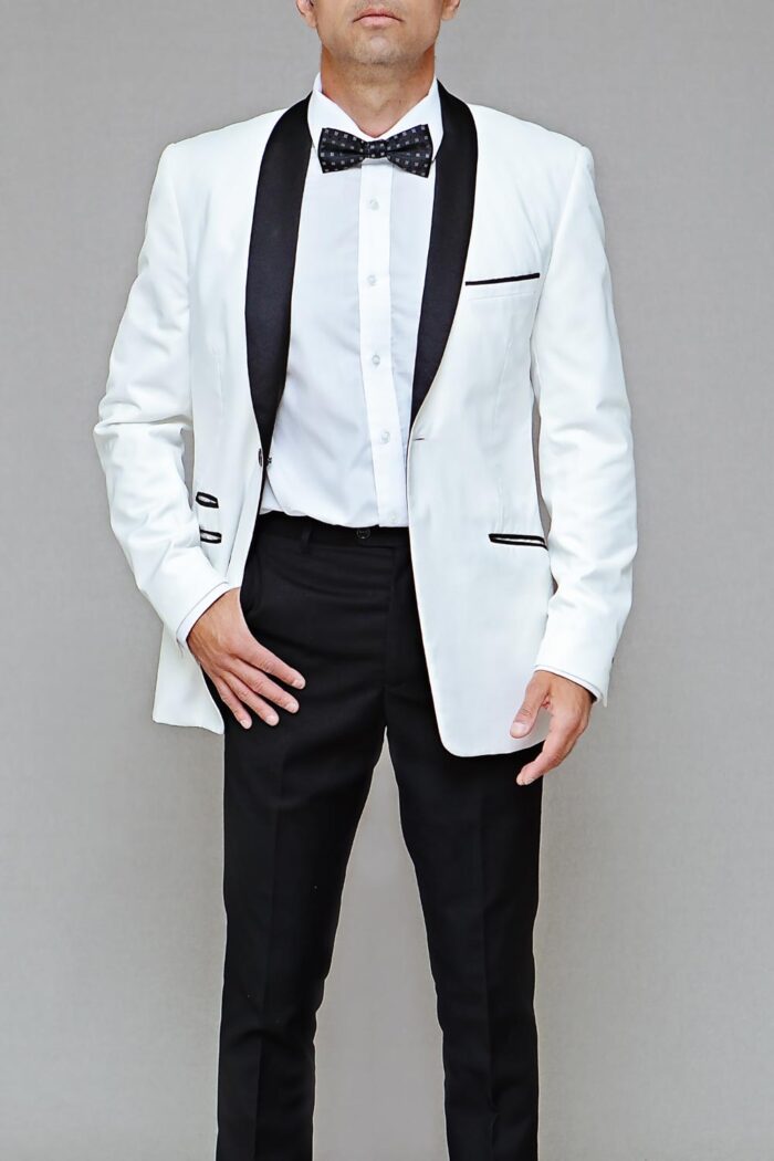 White Tuxedo with black lapel BTM 502 2